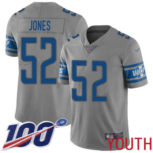 Detroit Lions Limited Gray Youth Christian Jones Jersey NFL Football #52 100th Season Inverted Legend->youth nfl jersey->Youth Jersey